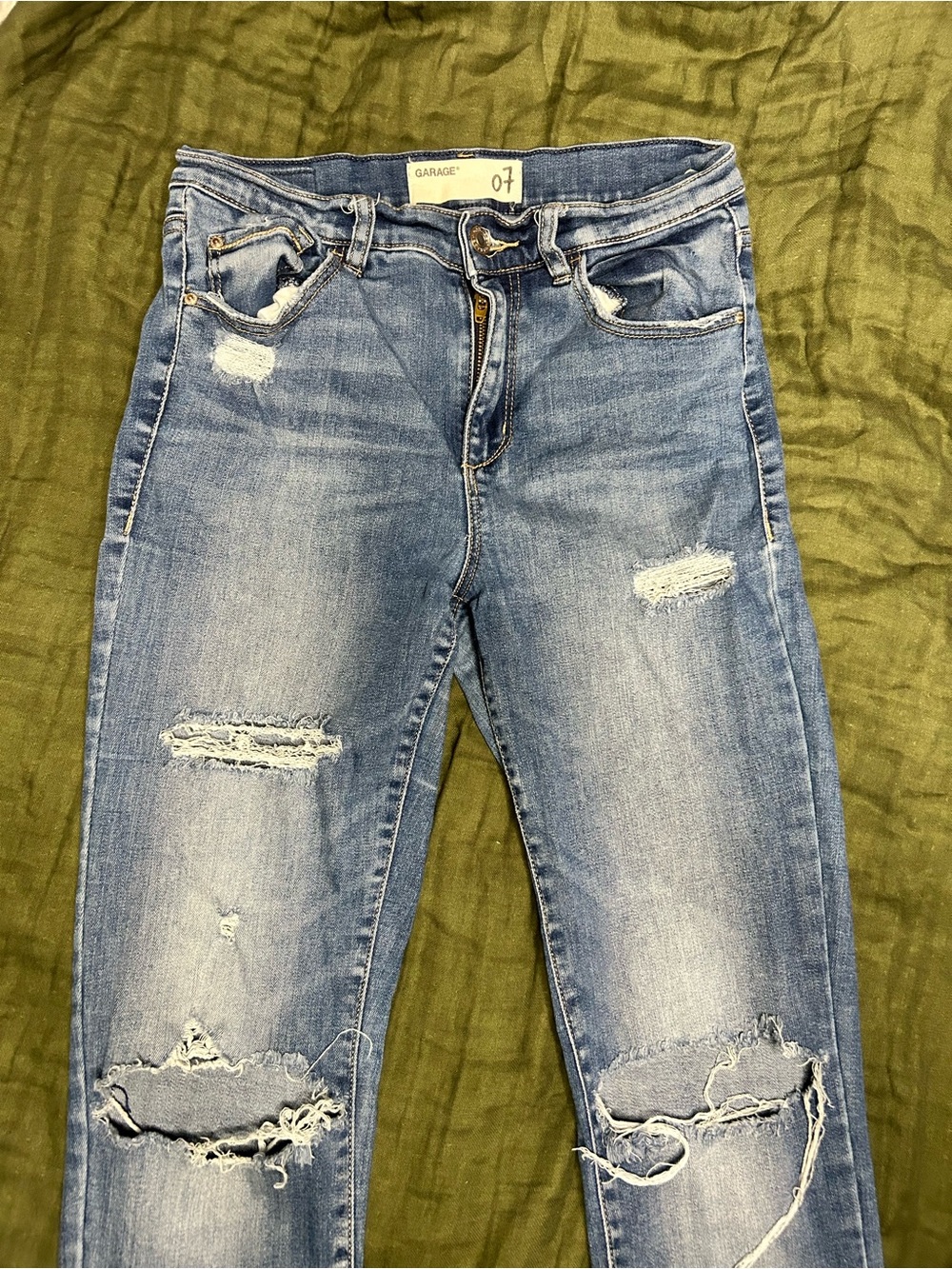 Garage Women's Light Blue Distressed Skinny Jeans
